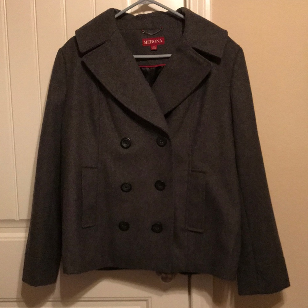 Merona, charcoal grey peacoat.